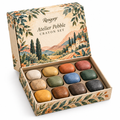 Renqorp™ Atelier Pebble 12-Piece Designer Crayon Set | Sculpted Drawing Crayons Creative Art Gift