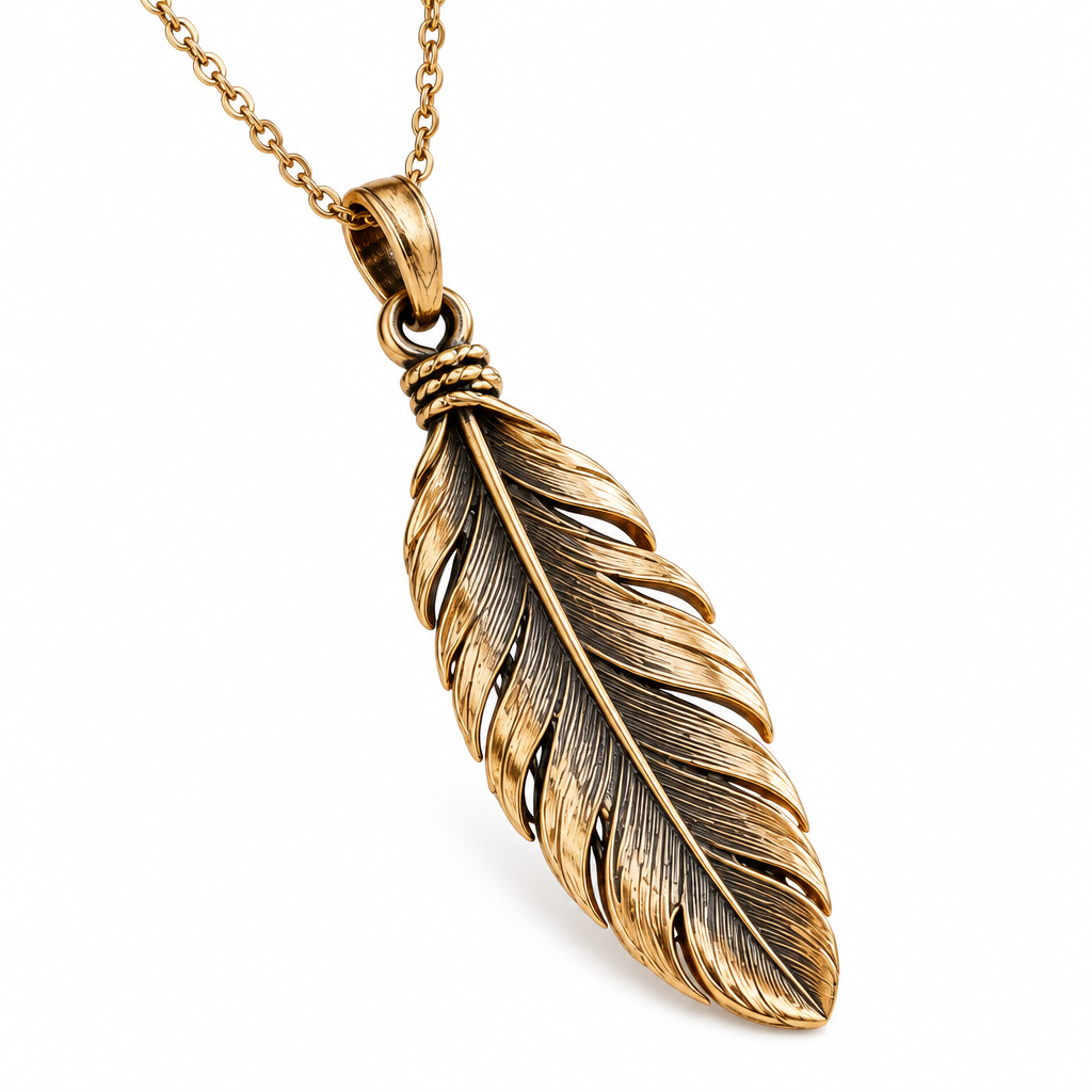 Renqorp™ Featherline Handmade Feather Pendant Necklace | Minimal Vintage Nature Inspired Jewelry