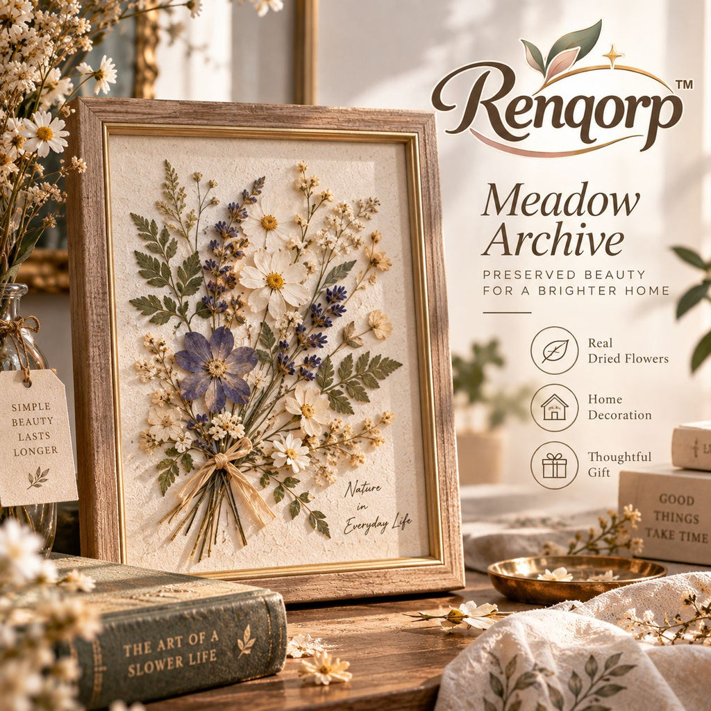 Renqorp™ Meadow Archive Handmade Pressed Dried Flower Frame | Botanical Herbarium Wall Art