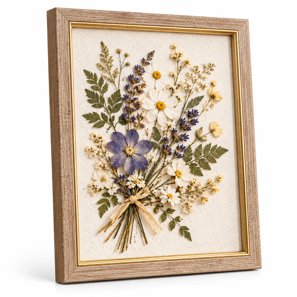 Renqorp™ Meadow Archive Handmade Pressed Dried Flower Frame | Botanical Herbarium Wall Art