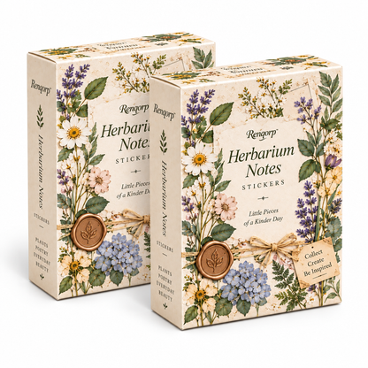 Renqorp™ Herbarium Notes Botanical Planner Sticker Book | 3 Original Plant Illustration Sheets